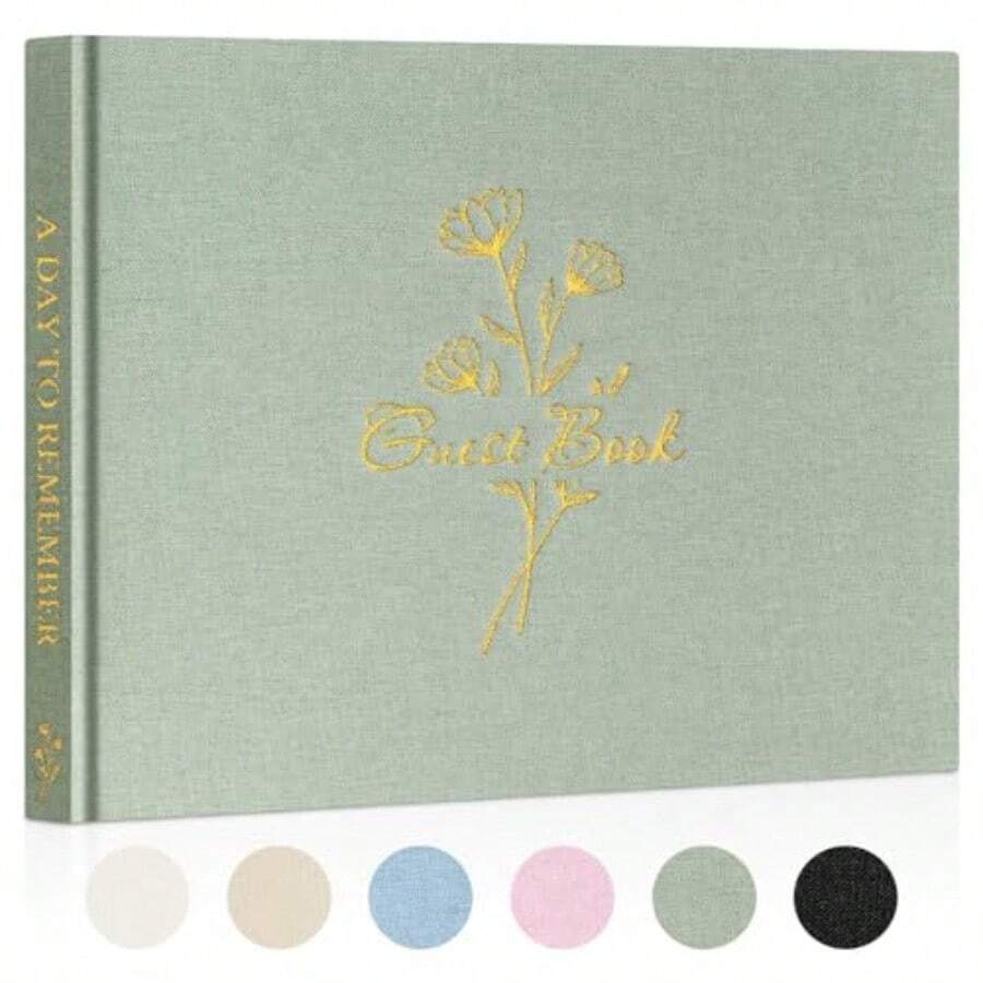 DWedding Guest Book With 108 Blank Pages - Elegant Linen Hardcover Guestbook Wedding Reception For Sign In And Photos -  Guest Book For Wedding Bridal Shower Baby Shower Sage Green - Sage Green - View 1