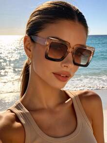 1 Paar Damen Kunststoff Geometrische Vollrahmen Moderne Minimalistische Klassische Mode Lässige Sonnenbrillen, geeignet für Schulanfang, Business Casual, Damen Modeaccessoire - Verschiedenfarbig - Übersicht 5