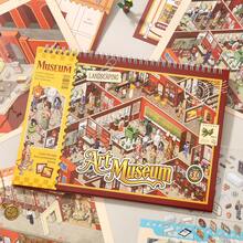 「Vintage Art Museum」3D模型貼紙，迷你貓咪主題房間場景，預裁切PET貼紙，適合製作療癒DIY拼貼與3D模型，創意紓壓裝飾材料，學校用品 - 多款式1 - 查看 6