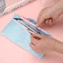1 Creative Korean Canvas Pencil Case Simple Solid Color Coin Purse Student Pencil Bag Storage Bag Stationery Bag Suitable For Office Desktop Stationery Storage School Supplies Makeup Storage Bag. - Multicolor - View 5