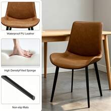 Contemporary Upholstered Dining Chairs With Armrests And Metal Legs For Dining Room, Kitchen, Living Room – L-Shaped Set Of 4 – Brown – Stylish Dining Chair - Khaki - View 6