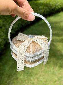1PC Lace Heart Ring Bearer Basket, Vintage Rustic Wedding Ring Box, Engagement Proposal Jewelry Storage Box Wedding Ceremony Decor - View 5
