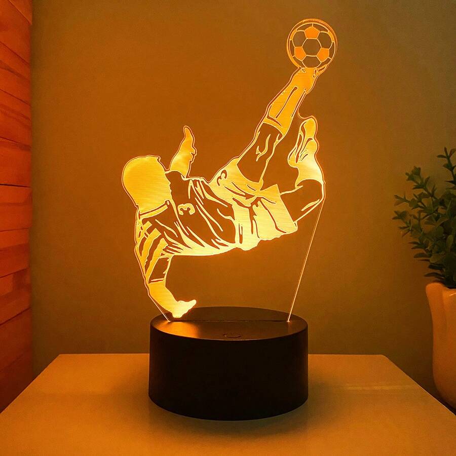 1PC Soccer Night Light, Soccer Sports Style Theme Night Light, Gift For Soccer Lovers, Touch Control Seven-Color Changing, Decorate Room Atmosphere, Desktop Ornament, Soccer Style - Multicolor - View 1