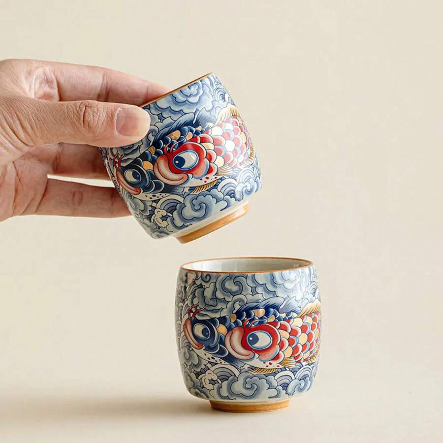 Master Cup Plant Ash Koi Full Color Teacup Kung Fu Tea Set Tea Tasting Cup Household Tea Single Cup Tea Cup Ceramic