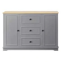 Modern Sideboard In A Minimalist Style / MDF Sideboard / Freestanding Base, High Load-Bearing Capacity / Generous Storage Space / Suitable For Dining Rooms, Living Rooms And Entryways - Grey - View 11