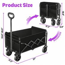 Collapsible Wagon With Wheels, 590 Lbs Wagons Carts Foldable Wagon Cart With FlexibleHandle, Lightweight Portable Folding Utility Grocery Shopping Cart For Grocery Sports Garden Camping. No Assembly Required - View 2