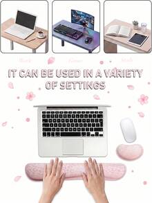 2pcs Keyboard Wrist Pad, Ergonomic Mouse Pad Wrist Support Memory Foam Anti-Slip Rubber Base Easy To Type And Relieve Wrist Pressure Suitable For Home Office Gaming Computer Notebooks - View 8