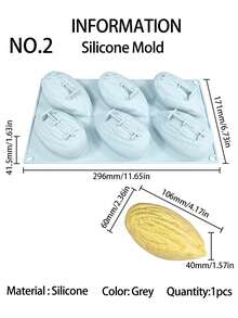 1pc Nut Pistachio Pecan Mousse Silicone Cake Mold, Coffee Bean Almond Chocolate Cake Mold, Silicone Baking Mold - Grey - View 4