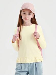 Balabala Girls' Long Sleeve T-Shirt 2026 Fall New Sweet Fashionable Tween Girl Base Layer Casual Top - Vanilla White - View 3