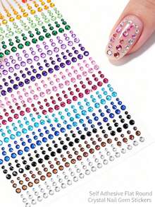 900pcs/Sheets Colorful Eye Makeup Rhinestone Decorative Stickers, Holiday Party Makeup Ball Short Video DIY Makeup Accessories, Concert Bar Shiny Face Tattoo Costume Stickers - 彩色 - 查看 10