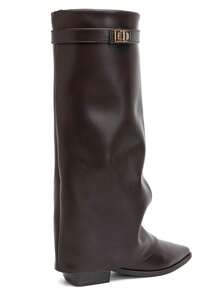 Bottes Hautes à Recouvrement à Boucle Dorée – L'Allure Cavalière Urbaine - Brown 2596A - View 5