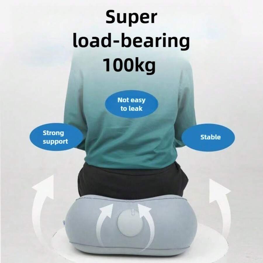 1pc Inflatable Footrest, Quick Press Inflation Travel Footrest, No Air Pump Needed, Ideal Portable Folding Footrest, Suitable For Airplane, Concert, Camping, Fishing - Multicolor - View 1