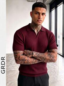 GRDR Men's Solid Color Short Sleeve Knit Top - Burgundy - View 10