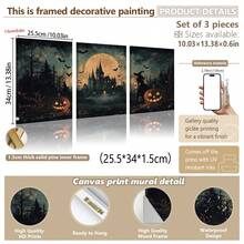 3er Set Leinwandkunst, gerahmte Wanddekoration, Galerie Set, Vintage Halloween Hexe, Kürbis & Fledermaus Ölgemälde, dunkler gotischer Horror Herbst Dark Academia Stil Leinwandkunst, Retro verwitterte seltsame Ästhetik rahmenloses Poster Set, Bestseller dekoratives Gemälde Set, geeignet für moderne Wohndekoration, Raumdekoration, Wohnheimdekoration, Schlafzimmerdekoration, Badezimmerdekoration - Retro-Kunst - Übersicht 14