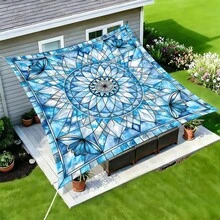 1pc Mandala Geometric Print Square Sun Shade Sail, Suitable For Yard, Pool, Villa Courtyard, Outdoor Leisure Area, Outdoor Sun Shade Sail, Beach Umbrella, Outdoor Sun Shade Cloth, Beach Canopy, Beach Tent, Patio Sun Shade, Outdoor Gazebo, Gazebo - Bohemia C - View 24