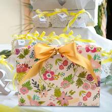 1/2/4/6 Sets de Bolsas de Regalo de Papel con Asas, Bolsas de Regalo para Fiestas con Diseño Floral y Cinta, Diseño Floral de Primavera y Rosa Romántico, Adecuado para Bodas, Cumpleaños, Día de San Valentín, Navidad, Acción de Gracias - Múltiples estilos - Ver 4
