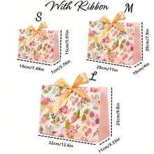 1/2/4/6 Sets de Bolsas de Regalo de Papel con Asas, Bolsas de Regalo para Fiestas con Diseño Floral y Cinta, Diseño Floral de Primavera y Rosa Romántico, Adecuado para Bodas, Cumpleaños, Día de San Valentín, Navidad, Acción de Gracias - Múltiples estilos - Ver 9