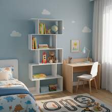 Baroni Home Libreria di Design Moderna, Scaffale Verticale a Zig Zag, Scaffale Porta Libri per Soggiorno Camera Ufficio, Montaggio Facile, 24x70x159 cm, 5 Ripiani Bianco - 5 ripiani - Visualizzare 4