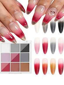 Set Bubuk Padat Nail Art 9 Warna, Hasil Akhir Cat Eye dan Aurora, Tekstur Mengkilap, Tanpa Bau dengan Efek Gradien DIY untuk Desain Kuku Kreatif, Hadiah Sempurna - MultiWarna - View 4