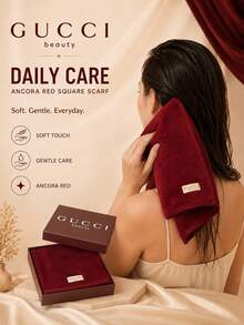 Gucci Burgundy Square Scarf, 41*40cm, Soft Skin-Friendly Absorbent, Comes With Gift Box, Delicate No Shedding, Perfect For Holiday Gifts And Personal Use - Burgundy - View 3