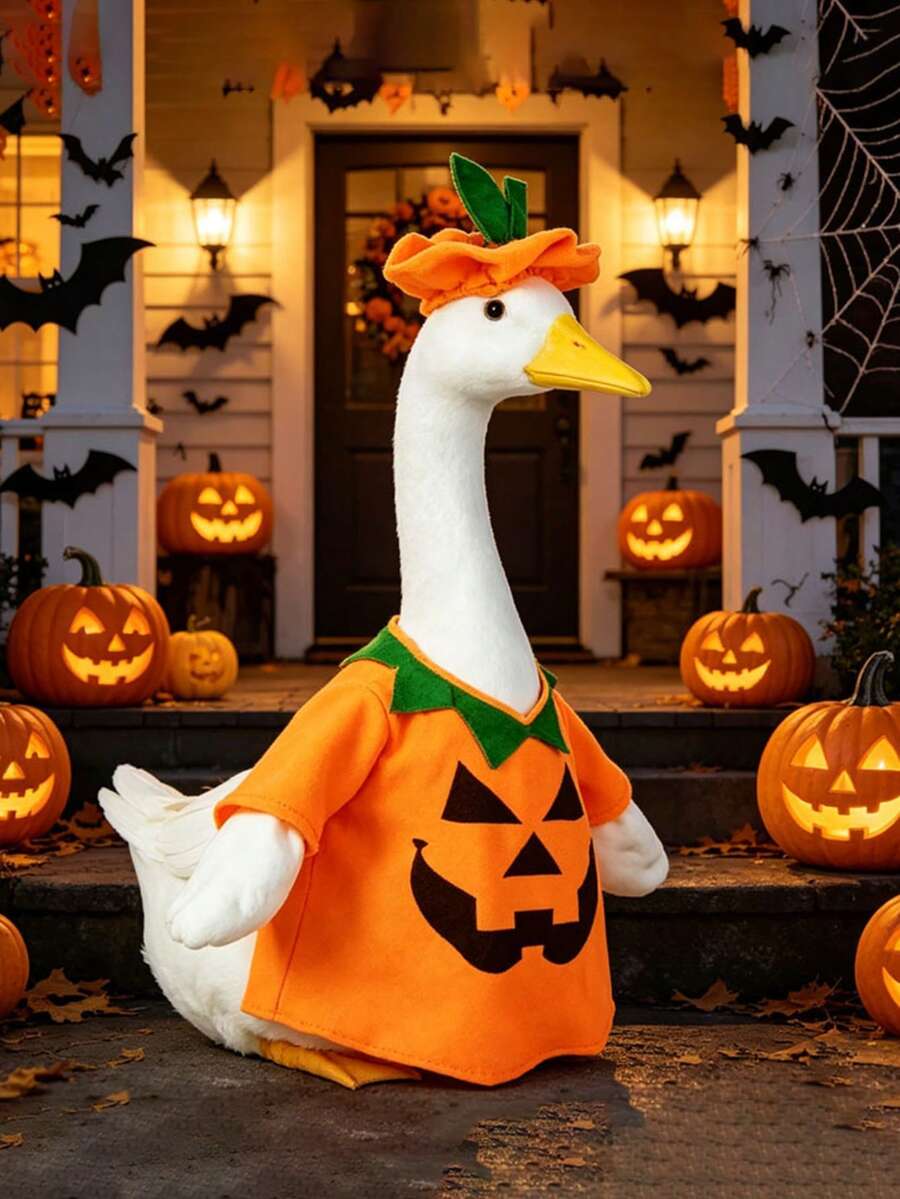1pc Halloween Porch Goose Costume, Holiday Goose Outfit - Halloween Ghost Costume, Suitable For Halloween Yard Decor Lawn Porch Goose Costume, Halloween Goose Costume Goose Shaped Clothes Porch Goose Clothes Yard Goose Decoration, Halloween Decoration, Halloween, Suitable For Holiday Party, Home Decor, Halloween Garden Decoration - A - View 1