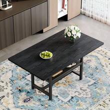 Black Rectangular Dining Table In Industrial Design, 160*90*76 Cm, For 4-6 People, With Multifunctional Storage Shelf, Suitable For Living Room, Kitchen And Dining Area. - Black - View 4