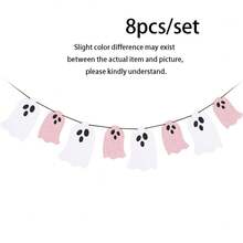 8pcs Felt Ghost Banner, Halloween Felt Decorations, Felt Hanging Ornaments Non-Woven Letter Banner, Suitable For Christmas Parties And All Holidays - Multiple Styles - View 8