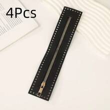 3/4Pcs PU Zipper With Needle Holes - Black, Brown, Beige Crochet Bag Accessories, Suitable For DIY Wallets And Sewing Crafts, Wallet Straps, DIY Wallet Making - Multicolor - View 14