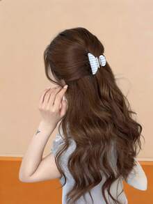 1pc Women's Colorful Minimalist Contrast Striped Acrylic Hair Claw, Medium Size, Suitable For Hundreds Of Hairstyles, All-Season Daily Use Hair Comb - Multicolor - View 3