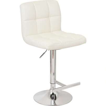 HC JUST HOME COLLECTION Banco Bar con Respaldo Blanco Taburete Alto Ajustable para Barra de Cocina, Asiento Acolchado y Estructura de Metal