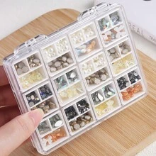Nail Art Storage Box Set -Include 1pc Nail Art Storage Box And 1pc Nail Tweezers, Removable Compartment Rhinestones Accessories Container Box,Suitable For Nail Accessories, Rhinestones, Jewelry - Multicolor - View 7