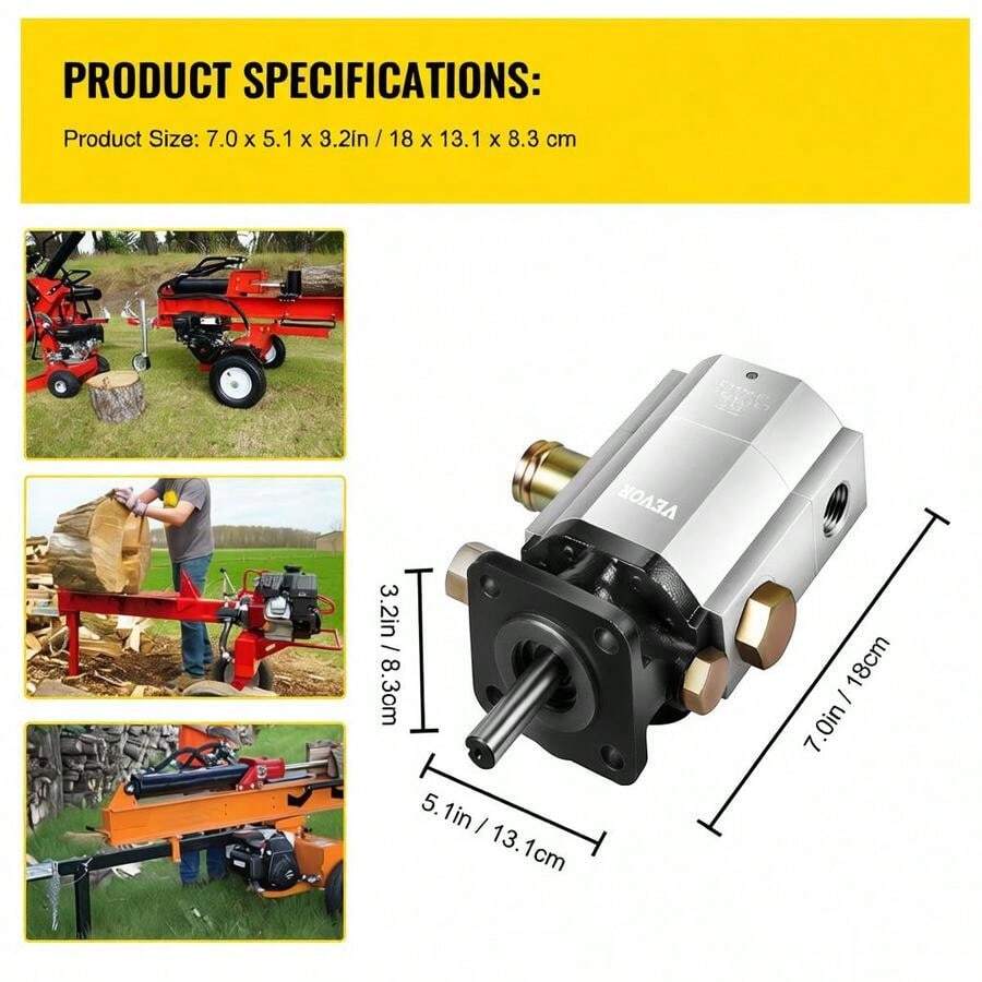 Secondary Fluid Power Gear Pump 13GPM For Wood Processing, Forestry Work, Yard Maintenance, 2 Stage 3000PSI External Meshing Unit, 1'' Inlet 1/2'' NPT Outlet 3600RPM Aluminum Housing Mechanical Component-XY799116 - Multicolor - View 1
