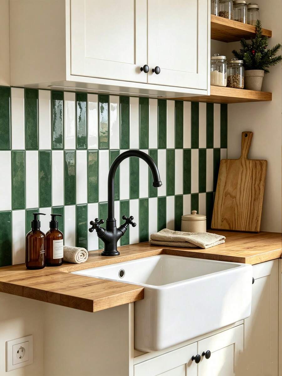 4/10/20pcs 11.43'' X 9'' Self-Adhesive 3D Wall Tile Stickers, Suitable For Kitchen, Bathroom, Wall, (Sage White Mixed Color)