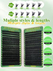 مجموعة تمديد الرموش DIY (640/544 عنقود، التواء D)، رموش صناعية عنقودية للاستخدام المنزلي، رموش صناعية عنقودية فردية، مجموعة رموش صناعية عنقودية فردية، تشمل غراء لاصق وغراء إغلاق وملقط؛ مناسبة للمبتدئين، كثيفة وناعمة، طبيعية وخفيفة الوزن، سهلة الاستخدام؛ مزودة بكتاب تخزين رموش بسعة كبيرة، أسلوب ديناميكي متقاطع كلاسيكي - متعدد الألوان - مشاهدة 6