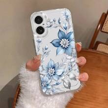 1件 Ins 風格清新木槿花葉素色圖案太空殼防滑軟手機殼，適用於 iPhone 11/12/13/14/15/16 Pro Max - 彩色 - 查看 5