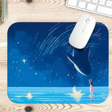 Deep Sea Starry Sky Whale Anime Large Mouse Pad, Aesthetic Blue Galaxy Girl And Flying Fish Illustration Gaming Desk Mat, Non-Slip Stitched Edge Thickened Keyboard Pad, Suitable For Office And Gaming - View 6