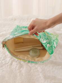 1 pieza Bolsa de almacenamiento de cosméticos portátil Serie Oceánica Patrón de Concha & Estrella de Mar Impresión de Doble Cara Bolsa de Maquillaje con Cremallera para Viajes Organizador Multifuncional de Artículos de Tocador - Multicolor - Ver 2