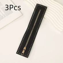 3/4Pcs PU Zipper With Needle Holes - Black, Brown, Beige Crochet Bag Accessories, Suitable For DIY Wallets And Sewing Crafts, Wallet Straps, DIY Wallet Making - Multicolor - View 20