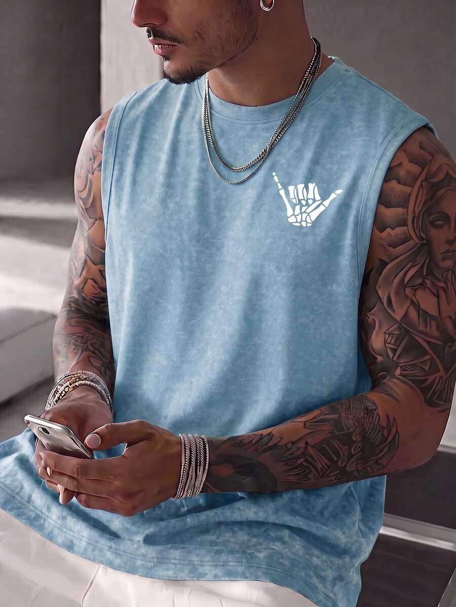 Simple Studio | Men's Vintage Rugged Style Washed Short Sleeve Tank Top | Suitable For Summer Wear | Comfortable & Breathable | Leading Fashion