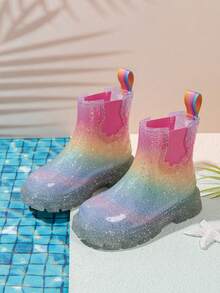 Children's New Rainbow Rain Boots, Fashionable Versatile Essential For Girls' Outfits, Cool Black For Boys And Girls, Multiple Styling Options, Street Style - Multicolor - View 2