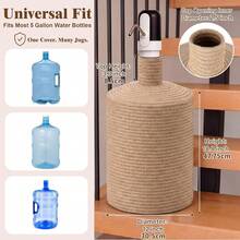 5 Gallon Water Jug Cover - Minimalist Bohemian Style, Hand-Woven Jute Water Jug Cover Compatible With USB Electric Water Pump Bottle Rack, Dispenser Stand, Well Pump Cover Decoration (Pump Not Included) - Multicolor - View 7