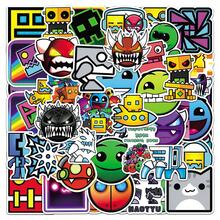 50Pcs Funny Geometry Dash Stickers Scrapbook Aesthetic Stickers Geometry Dash Game Decoration Merch Helmet Stickers Dirt Bike Stickers Vinyl Waterproof Stickers For Water Bottle,Computer,Laptop,Phone,Luggage,Notebook,Fridge - Multicolor - View 2