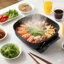Multifunctional Household Non-Stick Electric Frying Pan, Visible Glass Cover, Adjustable Temperature Control. Suitable For Frying, Frying, Frying, Steaming, Boiling, Etc. Portable And Easy To Clean, Suitable For Holidays And Christmas Gifts. - US A Type Plug(110-127V) - View 4