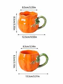 1pc Ceramic Cup, Pumpkin Lace Pattern, Autumn Harvest Pumpkin Coffee Mug, Exquisite, Suitable For Halloween Home Decor And Tableware, Party And Gathering Latte Art Cup, Gift, Holiday Decoration, Restaurant And Cafe Water Cup - Multicolor - View 5