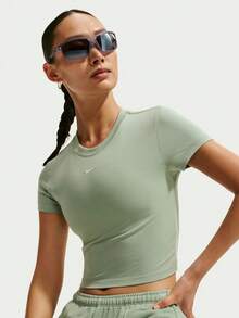 Nike 女款 AS W NSW NK CHLL 針織短袖 T-Shirt 無領短版 THF9539-007 - 綠色 - 查看 1