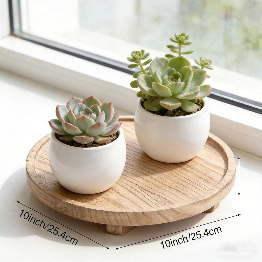 Bandeja Decorativa De Madera Multiusos Para Jabón, Velas Y Frutas, Decoración Para Baño, Cocina Y Sala, Regalo Sentimental Para Cumpleaños Y Graduación - 1 bandeja redonda - Ver 1
