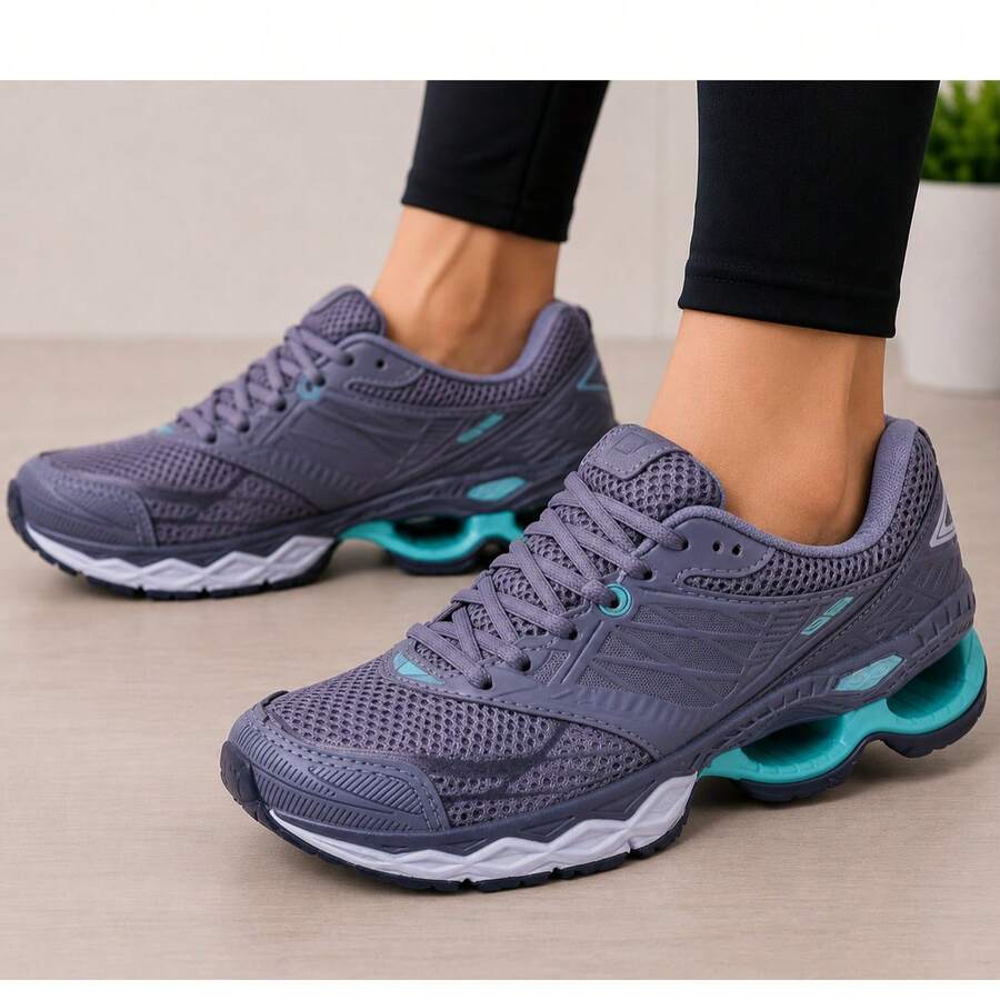Men's Athletic Shoes For Gym, Wave Creation 20, Lightweight And Comfortable For Walking - 石墨/綠色 - 查看 1