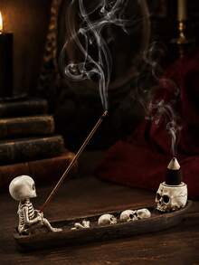 Halloween Incense Burner, Backflow Incense Burner, Skull Boat Incense Burner, Hand-Carved Ornaments, Cool Room Decorations, And An Excellent Gift. - Multicolor - View 4