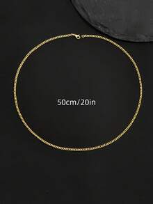 1 Stück vergoldete Miami Cuban Link Halskette, minimalistischer glatter Edelstahl Choker, Herren Alltags Streetstyle Layering exquisiter Halsschmuck Geschenk - Goldgelb - Übersicht 3