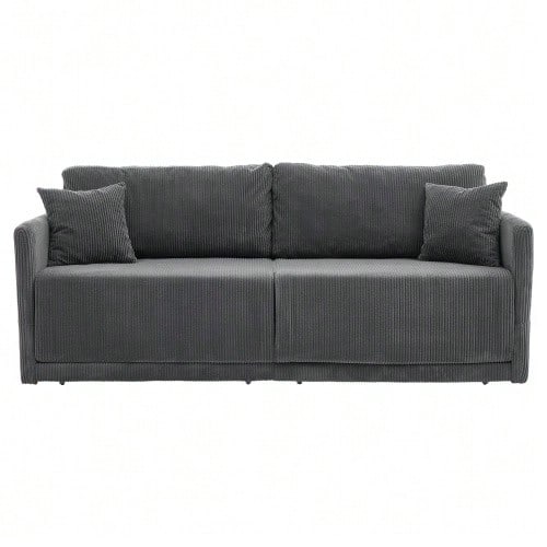 Modern Minimalist Fabric Sofa With Multifunctional Conversion: Comfortable Sofa Bed For Living Rooms, Offices And Studios, Foldable Double Sofa Bed For Small Apartments. - 灰色 - 查看 1